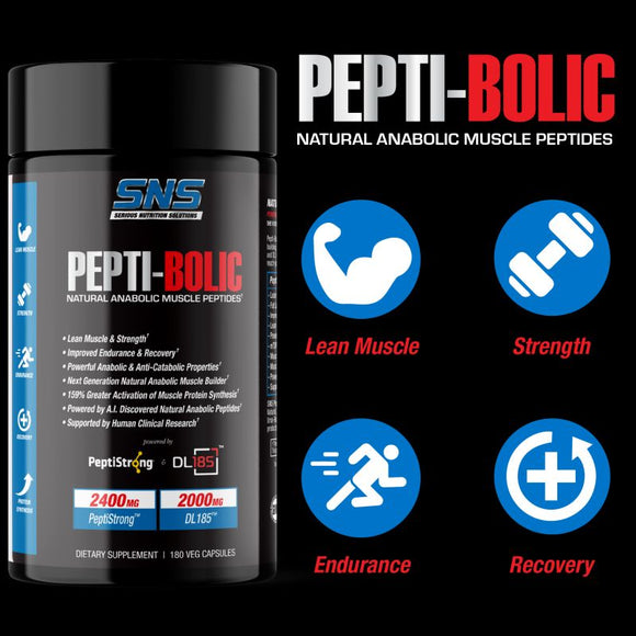 Serious Nutrition Solutions Pepti-Bolic 180 Capsules|Muscle Growth|Mass For Life|