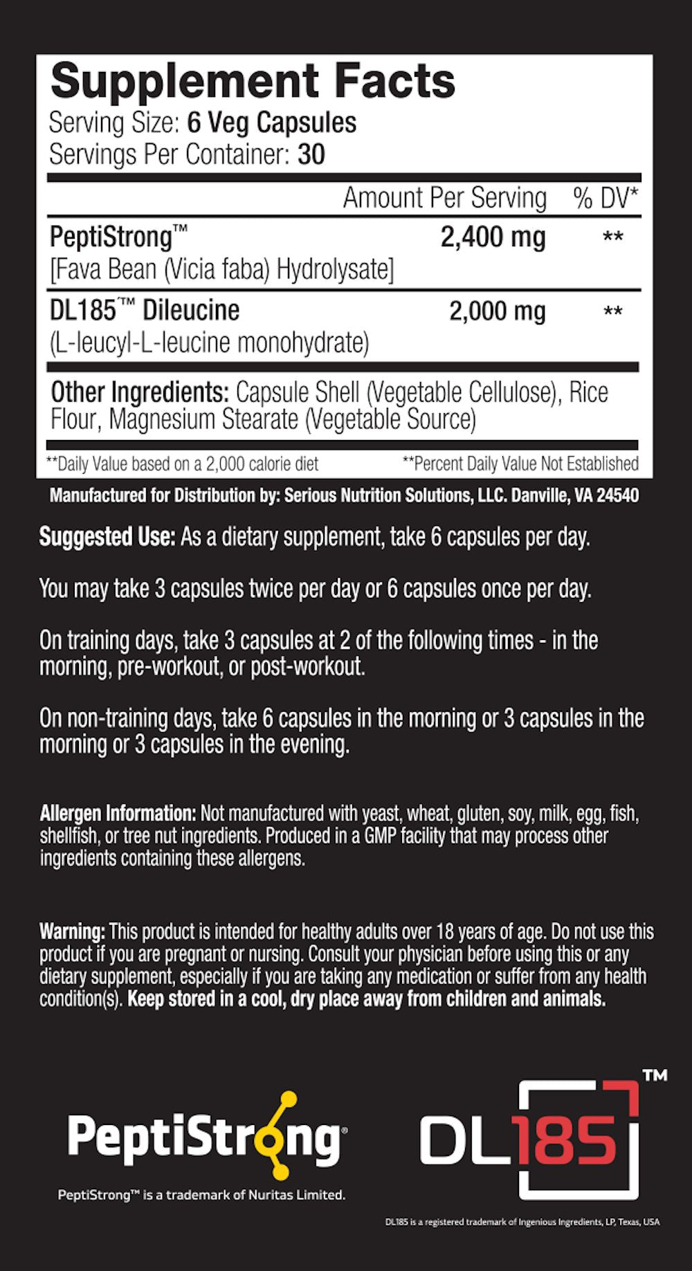 Serious Nutrition Solutions Pepti-Bolic 180 Capsules