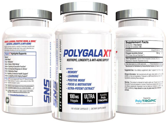 SNS Serious Nutrition Solutions Polygala XT 180 Veg Caps|Memory|Mass For Life|
