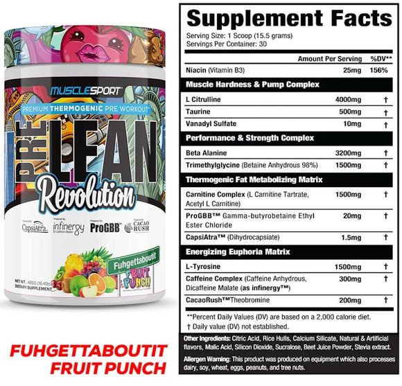 MuscleSport PreLean Revolution, Fat Burner Pre-Workout, 30 Servings|Pre Workout|Mass For Life|