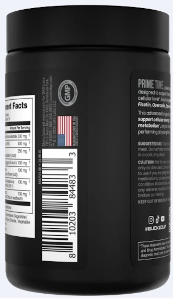 Bucked Up Prime Time Longevity Support Healthy Aging|Anti-Aging|Mass For Life|
