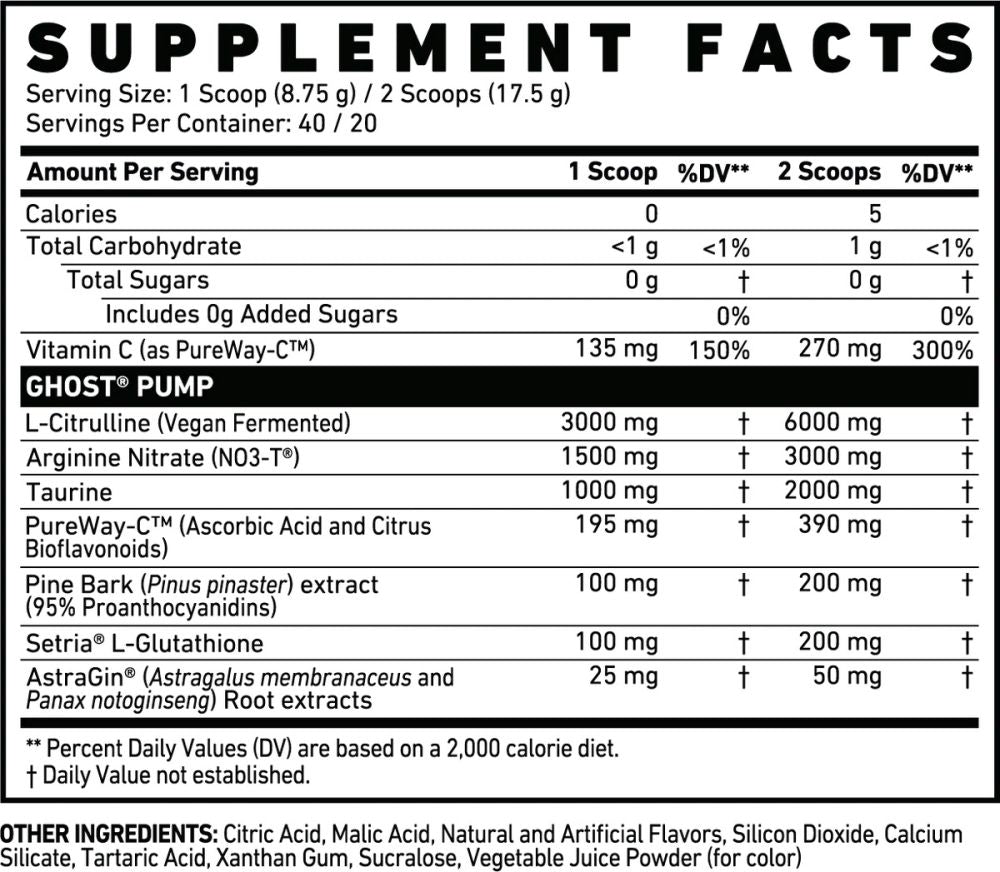 GHOST Pump Pre-Workout Stim-Free