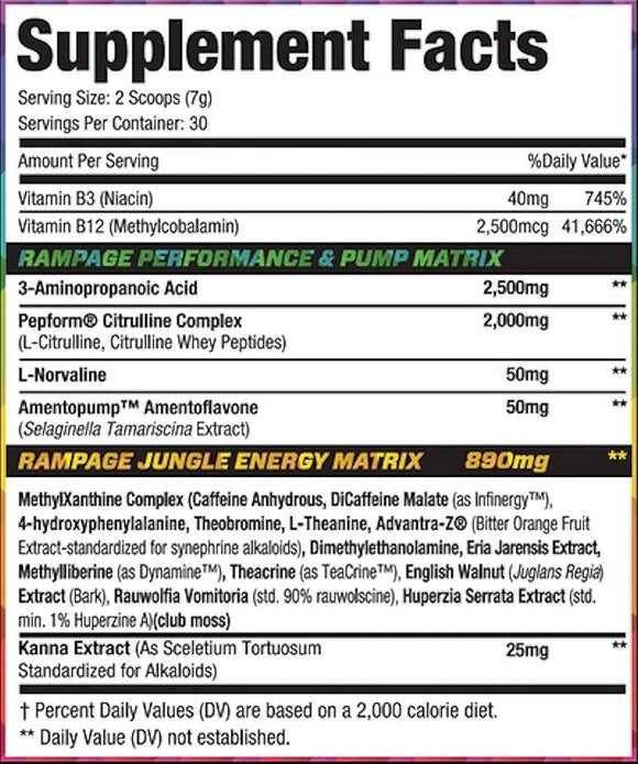 MuscleSport Rhino Rampage High Stim Pre-Workout|Pre Workout|Mass For Life|