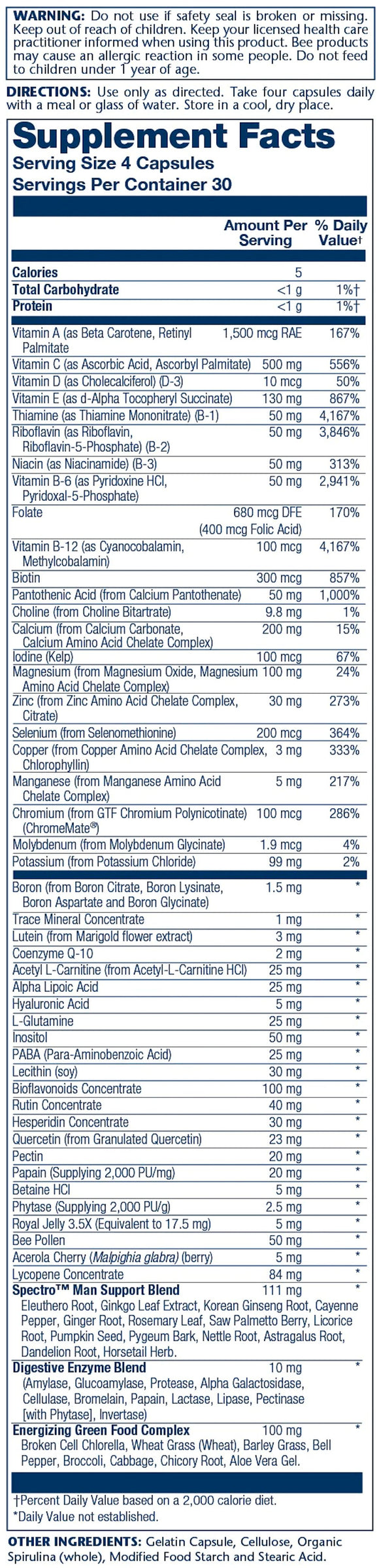 Solaray Spectro Multivitamin Man 120 Capsules|Multi Vitamin|Mass For Life|