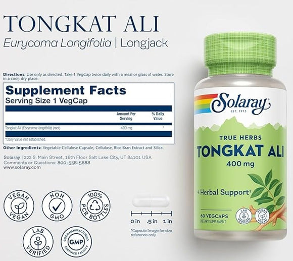 Solaray Tongkat Ali|Test Booster|Mass For Life|
