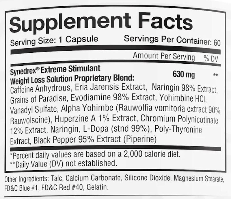 Metabolic Nutrition Synedrex 60 capsules 2 fact