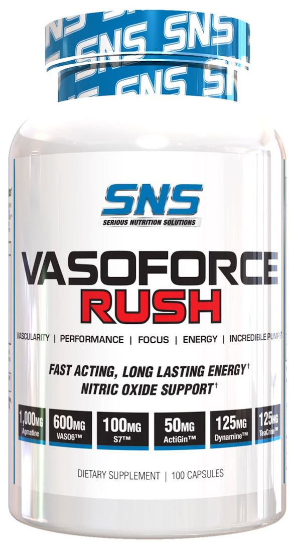 SNS Serious Nutrition Solutions Vasoforce Rush 100 Caps|GlycerPump|Mass For Life|