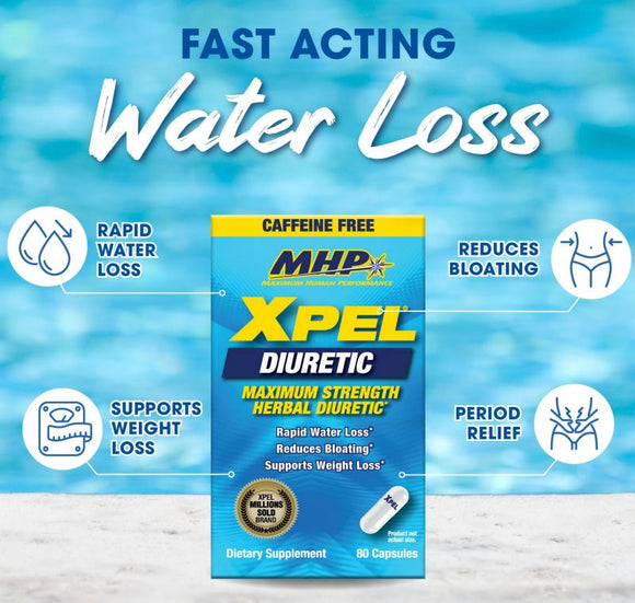 MHP Xpel Caffeine Free 80 Caps|Diuretics|Mass For Life|