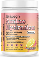 Fit & Lean Amino Hydration Plus Energy, Pre Workout Electrolytes|BCAA|Mass For Life|