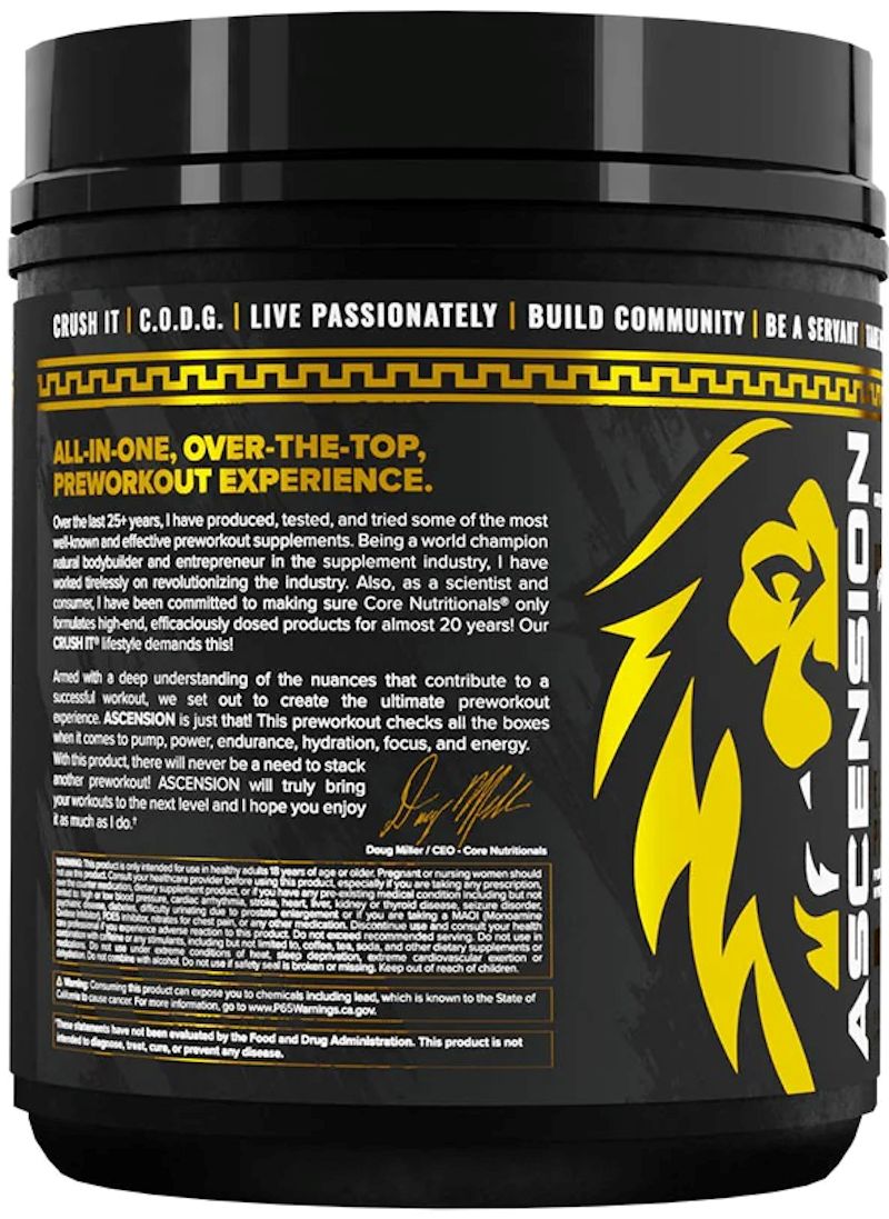 Core Nutritional Ascension Elite Pre Workout side