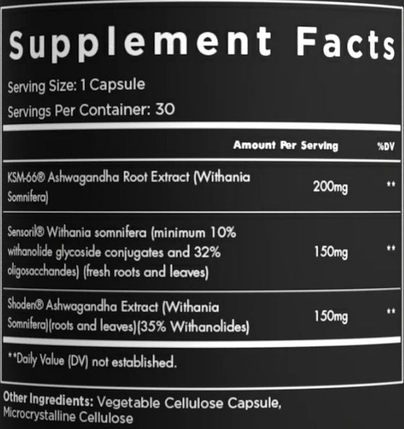 Enhanced Labs Ashwagandha Athletes Performance 30 Capsules|Stress Aid|Mass For Life|
