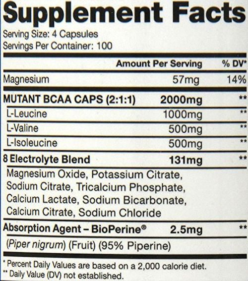 Mutant BCAA 400 Capsules growth facts