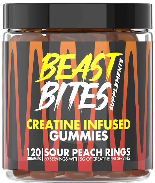 Beast Bites Creatine Gummies 120 Gummies peach
