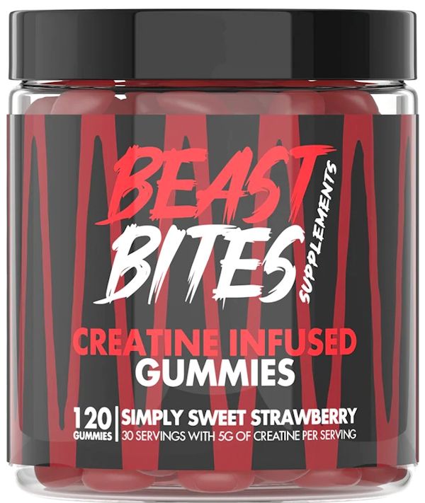 Beast Bites Creatine Gummies 120 Gummies strawberry
