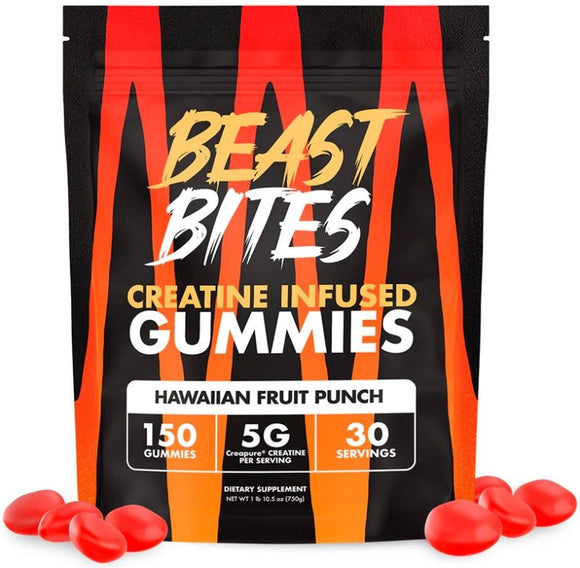 Beast Bites Creatine Infused Gummies 150 Gummies|Creatine|Mass For Life|