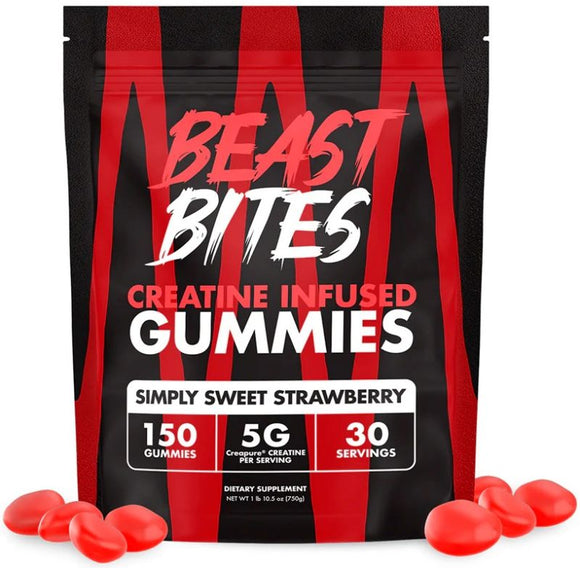 Beast Bites Creatine Infused Gummies 150 Gummies|Creatine|Mass For Life|