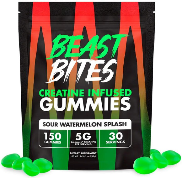 Beast Bites Creatine Infused Gummies 150 Gummies|Creatine|Mass For Life|