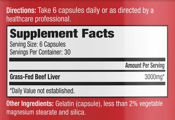 MuscleMeds Carnivor Beef Liver 180 Caps|Amino Acids|Mass For Life|