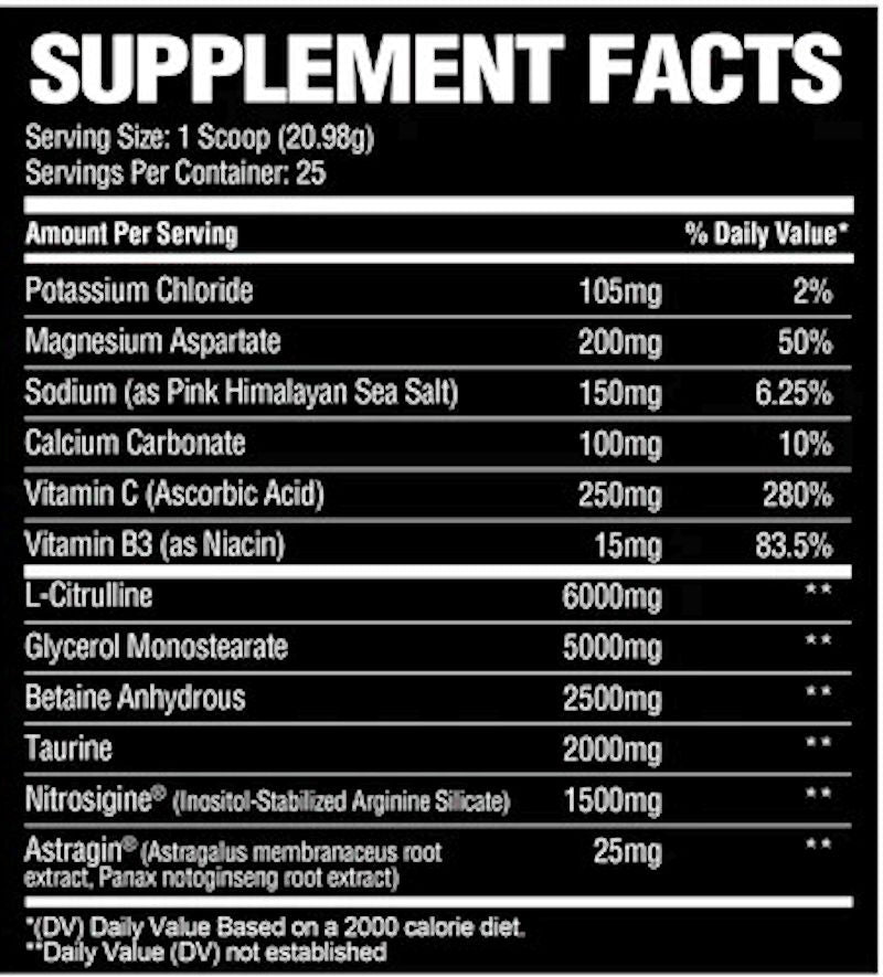 Nutrition Wolf Big Bad Pump pre-workout fact