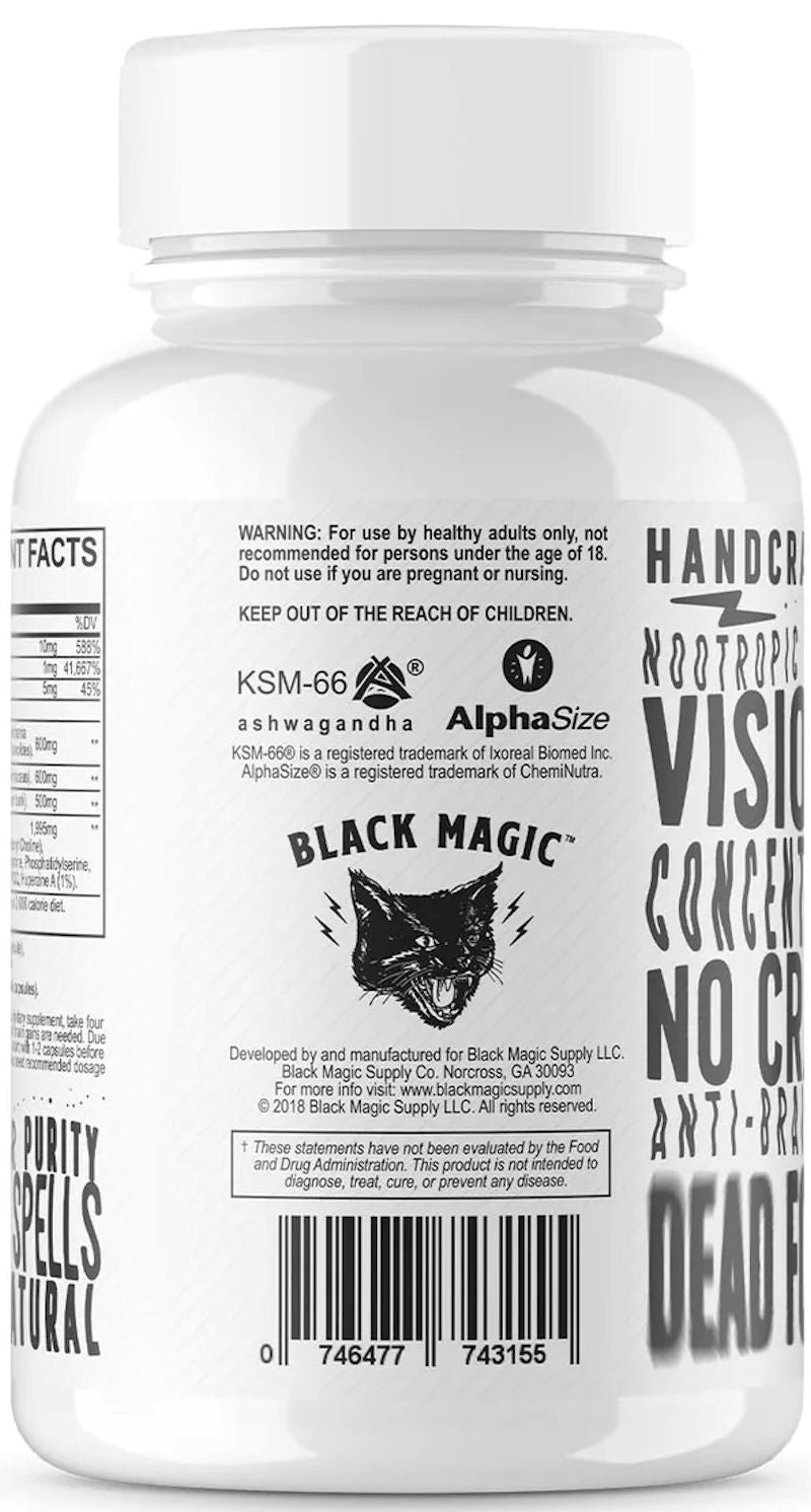 Black Magic Supply Brain Waves Enhance Focus 120 Capsules|Mass For Life|Focus