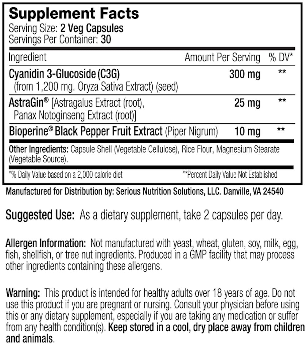 SNS C3G XT Serious Nutrition Solutions fact