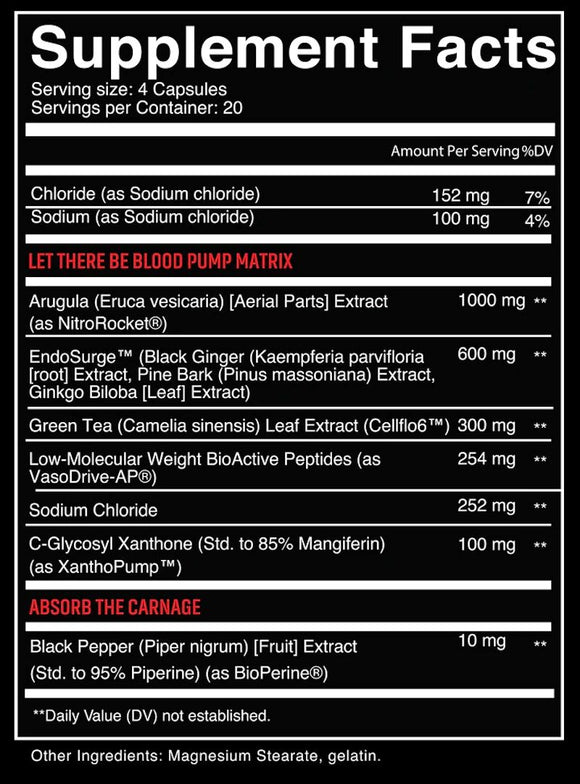 NutriFitt Carnage Blood Lust Pump Caps|Muscle Pumps|Mass For Life|