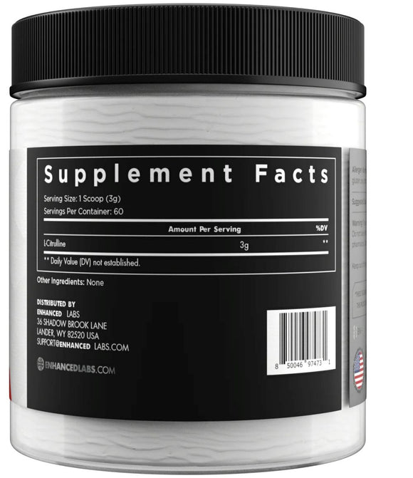 Enhanced Labs L-Citrulline 60 Servings|Citrulline|Mass For Life|