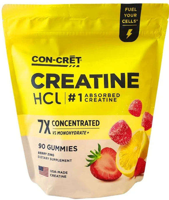 Con-Cret Creatine HCl Gummies 90 ct|Creatine|Mass For Life|