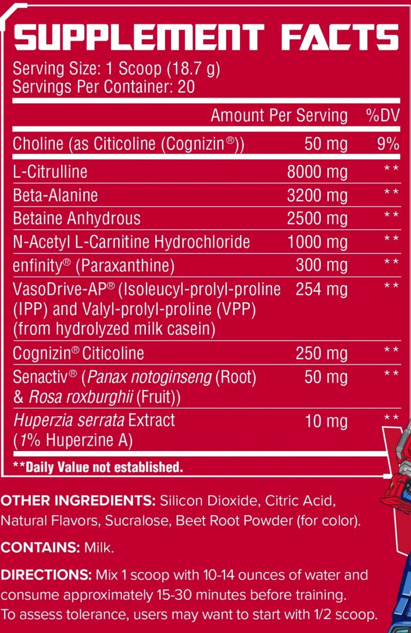 Core Energon Transformers Pre Workout fact