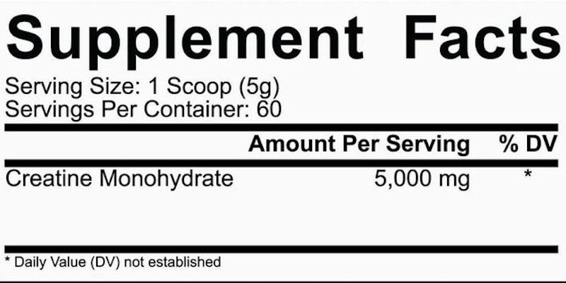 5% Nutrition Creatine 300 Grams pumps facts