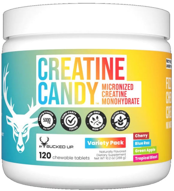 Bucked Up Creatine Candy Blue Raz Chewables 120 Count (Copy)|Creatine|Mass For Life|