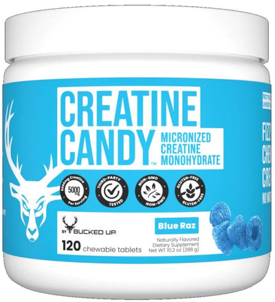 Bucked Up Creatine Candy Blue Raz Chewables 120 Count (Copy)|Creatine|Mass For Life|
