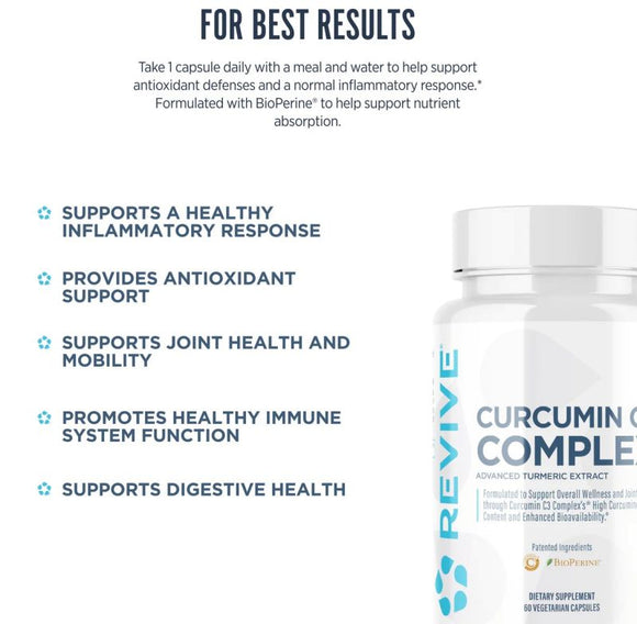 Revive Curcumin C3 Complex 60 Vegetarian Capsules|Antioxidants|Mass For Life|