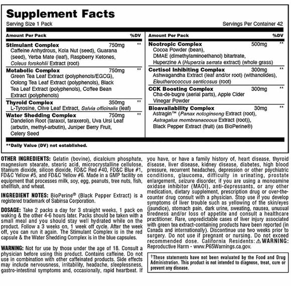 Universal Nutrition Animal Cuts Pak 42 pk|Fat Burner|Mass For Life|