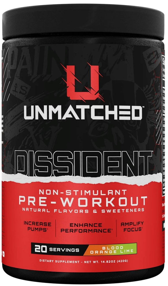 Unmatched Supps Dissident Non-Stimulant Pre-Workout|Pre Workout|Mass For Life|