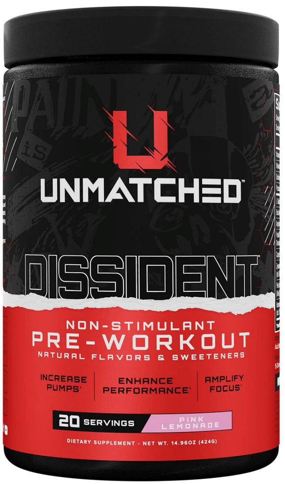 Unmatched Supps Dissident Non-Stimulant Pre-Workout|Pre Workout|Mass For Life|