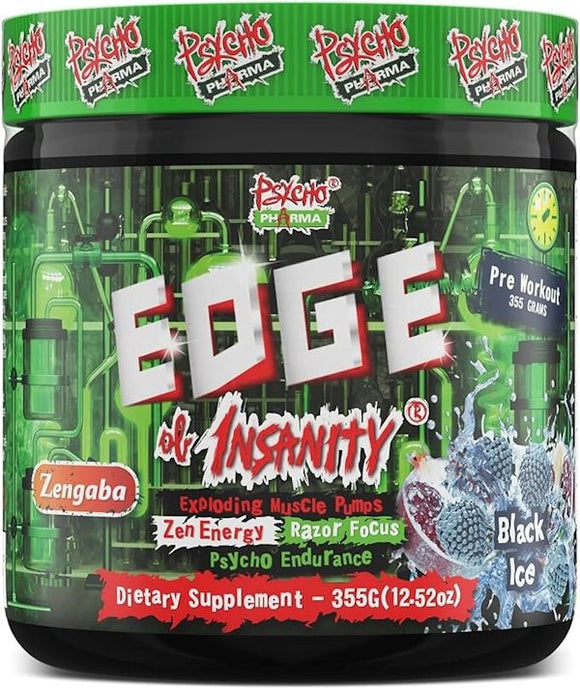 Psycho Pharma Edge of Insanity with Zengaba|Pre Workout|Mass For Life|