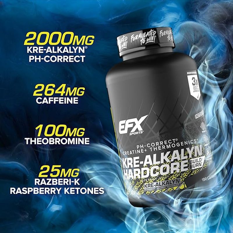 EFX Sports Kre-Alkalyn Hardcore 120 caps.|Mass For Life|Creatine