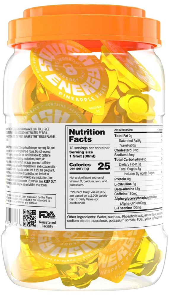 Squish Energy Pre-Workout Gelatin Shots|Pre Workout|Mass For Life|