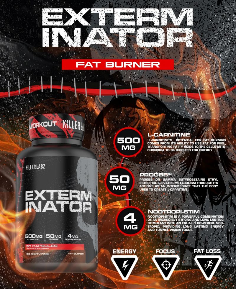 Killer Labz Exterminator Fat Burner 90 Caps|Mass For Life|Appetite Control