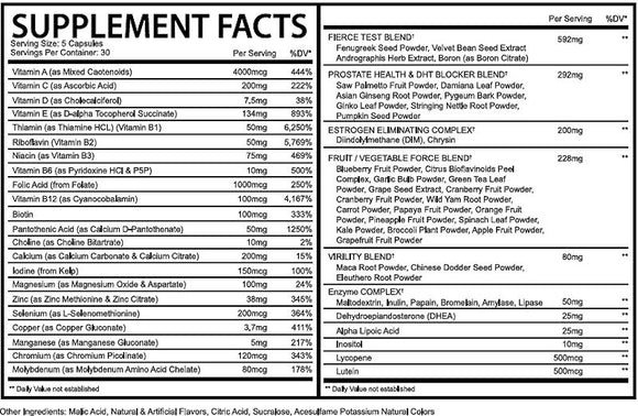 Gym God Fierce 5 Men's Multivitamin|Multi Vitamin|Mass For Life|