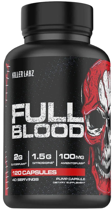 Killer Labz Full Blood Capsules Pre-Workout Pumps, Nitric Oxide Non Stim|Muscle Growth|Mass For Life|