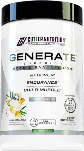 Cutler Nutrition Generate, EAAs, BCAAs, Full Aminos|BCAAs|Mass For Life|