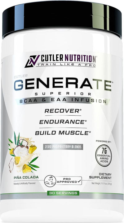 Cutler Nutrition Generate, EAAs, BCAAs, Full Aminos|BCAAs|Mass For Life|