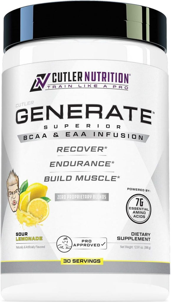 Cutler Nutrition Generate, EAAs, BCAAs, Full Aminos|BCAAs|Mass For Life|