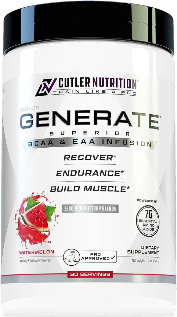 Cutler Nutrition Generate, EAAs, BCAAs, Full Aminos|BCAAs|Mass For Life|