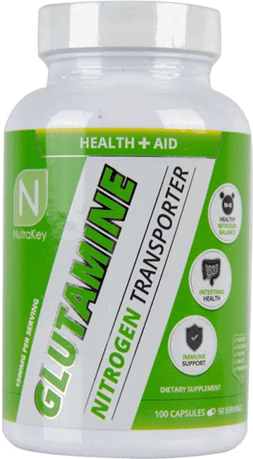 NutraKey Glutamine 100 Capsules|Glutamine|Mass For Life|