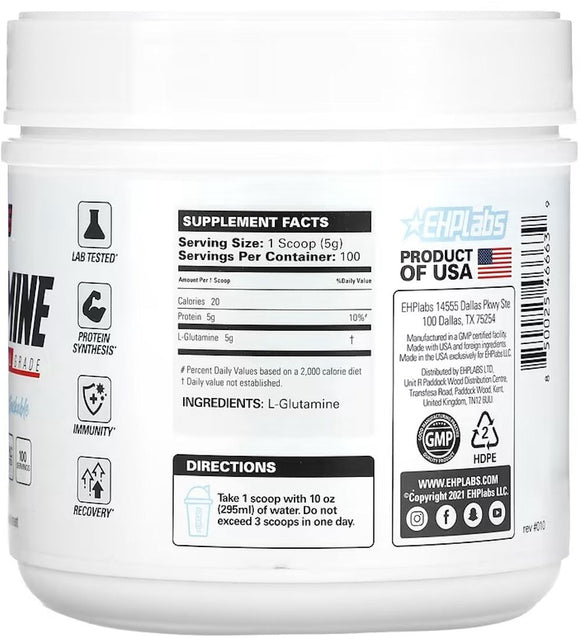 EHPLabs L-Glutamine Muscle Recovery|Glutamine|Mass For Life|