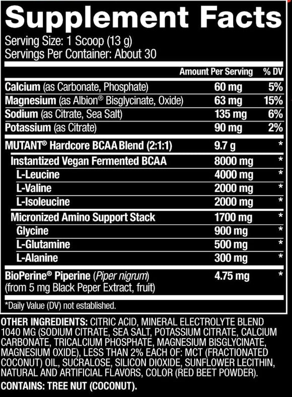 Mutant Hardcore BCAA 30 Servings Pineapple|BCAA|Mass For Life|