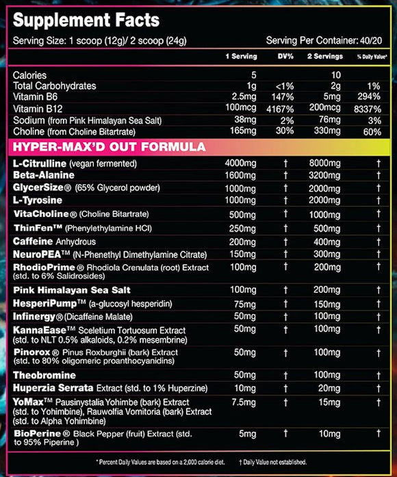 Performax Labs HyperMax'D Out 40 Servings|Pre-Workout|Mass For Life|